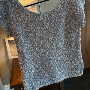 Escada Silver Textured Short Sleeve Top
